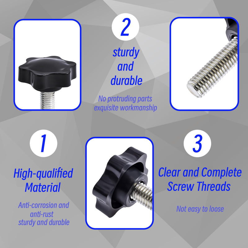 Star Clamping Screw Knob 2 Pcs Hand Tightening Screw M8 20mm Screw Length Thread Star Knob Clamping Handgrip Nut Screw 38mm Diameter Star Shaped Clamping Knob Handle Plastic knobs M8*38*20mm(2 Pcs)
