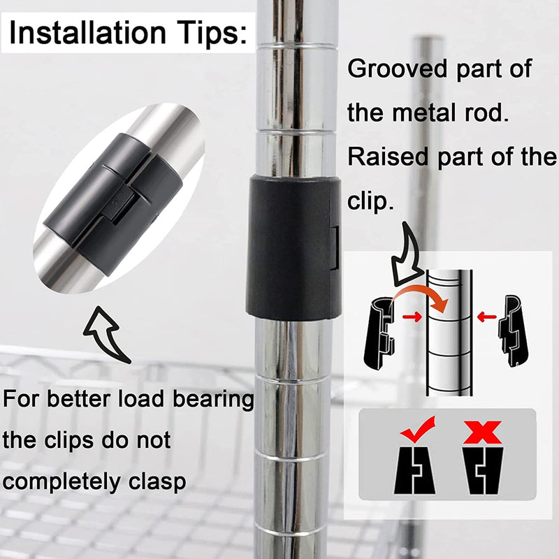 WAFJAMF 10 Pack Wire Shelving Shelf Lock Clips for 1" Post- Shelving Sleeves Replacements for Wire Shelving System