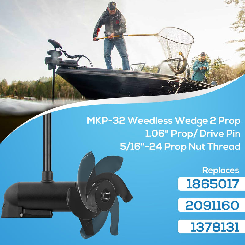 Bonbo MKP-32 Weedless Wedge 2 Propeller Fits for Minn Kota 3-5/8" Diameter Motors, 1865017 Trolling Motor Prop Fits for Terrain, Edge, Endura, Maxxum, PowerDrive, Riptide