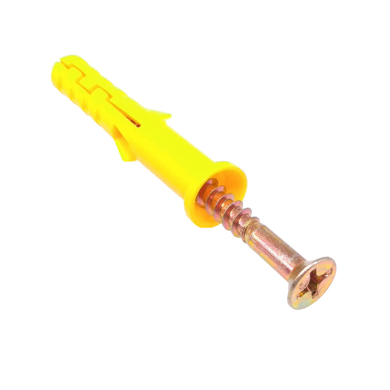 Yodaoke 50pcs Zinc M6 x 60mm Phillips Flat Head Self Tapping Screws and 10 x 60mm Plastic Drywall Ribbed Anchors