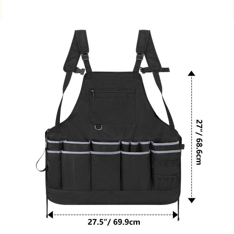 Professional Cleaning Apron for Housekeeping, Water-resistant Cleaning Apron with Multiple Pockets for Women and Men, Adjustable Waist Apron for Cleaning Work Tools, Black