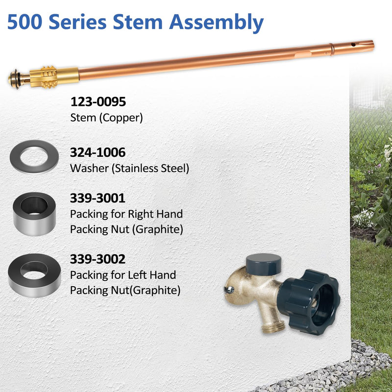 123-0095 Stem Assembly Replacement for 12" 500 Series Mansfield Style Full-turn Hydrants 12-inch Sillcock ASFP, 16-inch Overall Length