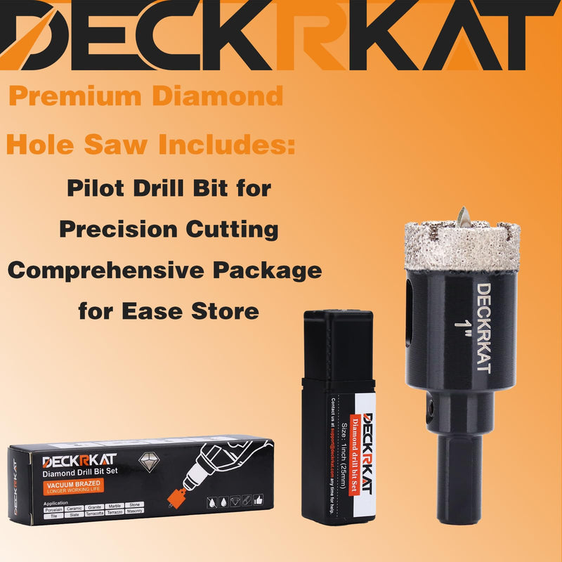 1 Inch Diamond Hole-Saw Bits with Pilot Drill Bit - 2pc 1" Diamond Tipped Tile Hole Saws with Guiding Bit Accurate Drilling for Porcelain Tile Ceramic Pottery Granite Stone Glass Bottles 25mm 1”