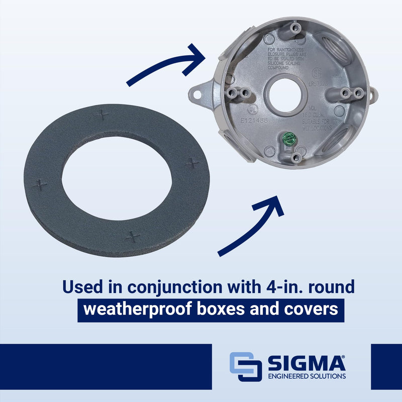 SIGMA ENGINEERED SOLUTIONS 14002 Round Weatherproof Gasket, 4-inch compatibility, Black, 2-Pack