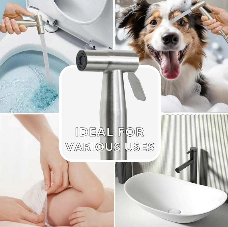 Handheld Bidet Sprayer for Toilet - Bidets for Existing Toilets Adjustable Water Pressure with Bidet Hose for Feminine Wash, Stainless Steel Muslim Shower Jet Spray for Toilet 1 Pack