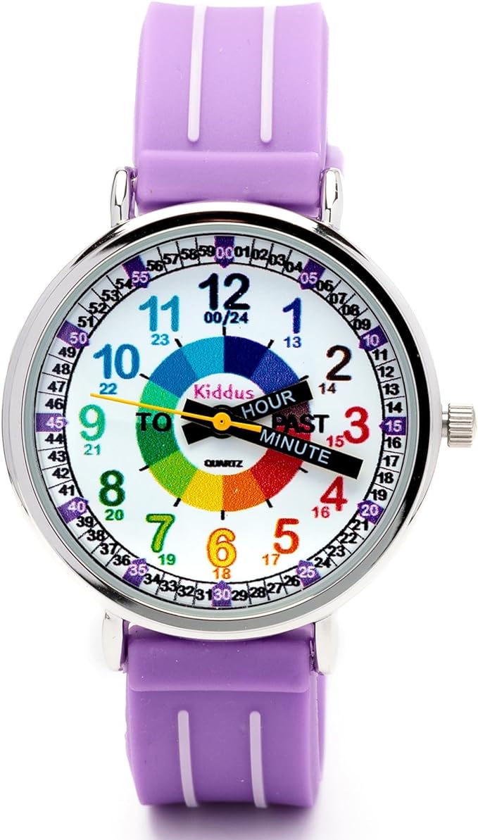 Kiddus English Educational Watch, Children's Educational Watch, From Spain, Overseas Hit, Analog, Quartz, Waterproof, Progress Celebration, Graduation Gift, Stylish, Kids, Boys, Girls, purple - NewNest Australia