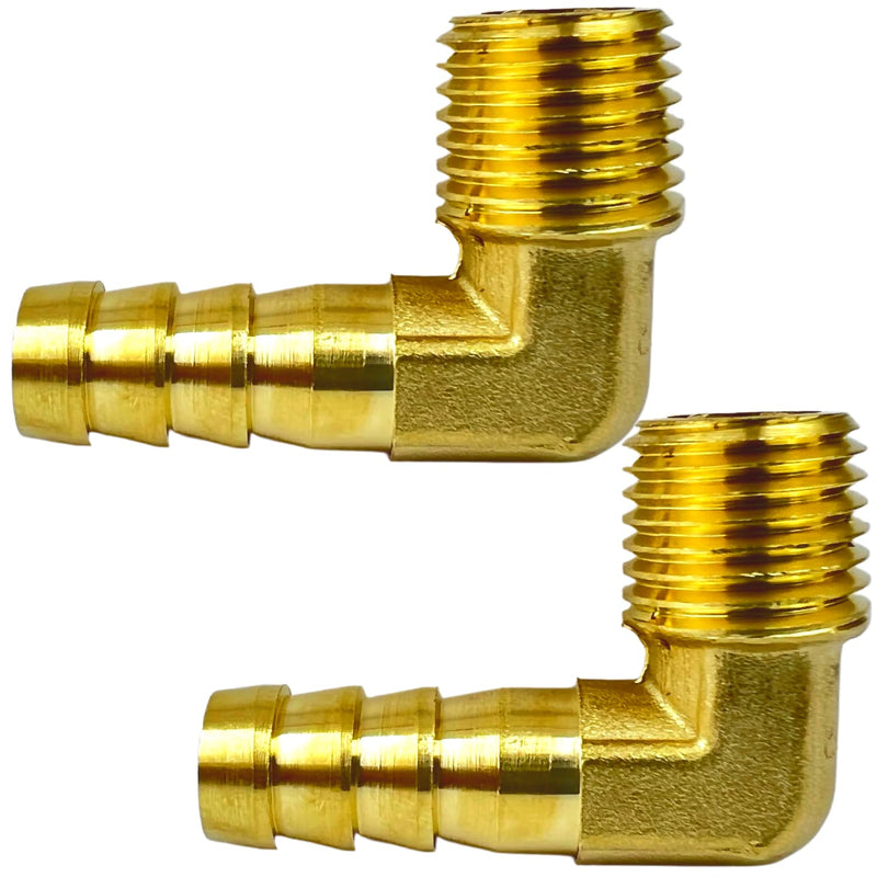 2pcs 90 Degree Elbow 3/8" Hose Barb to 1/4" NPT Male Brass Fitting by CX WONDERLAND 3/8" Hose Barb x 1/4" NPT Male