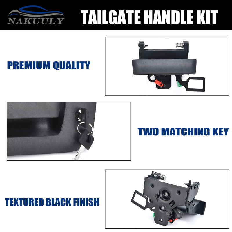 Nakuuly Tailgate Handle with Bezel Lock Kit Compatible with Chevry Silverado and GMC Sierra 1500 2500 3500 HD 2007 2008 2009 2010 2011 2012 2013 2014 Tail gate Handle Latch # 22755305