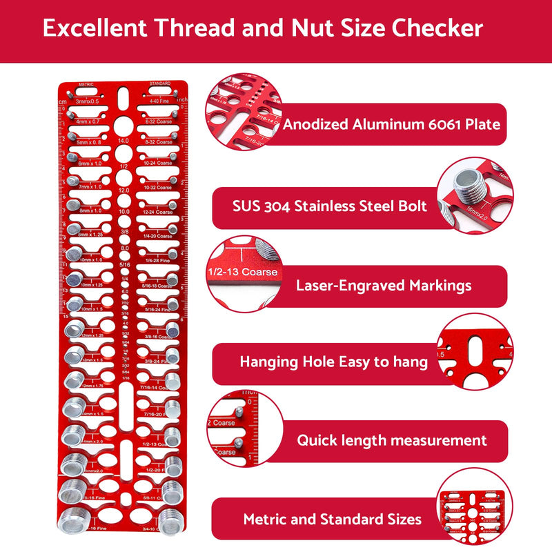 Nut and Bolt Thread Checker - 36 Thread Checker Standard and Metric Bolt and Nut Identifier Gauge 20 Standard & 16 Metric 19 Drill Gauges Thread Gauge Screw Size and Thread Gauge Inch & Metric 36 Nut and Bolt Thread Checker