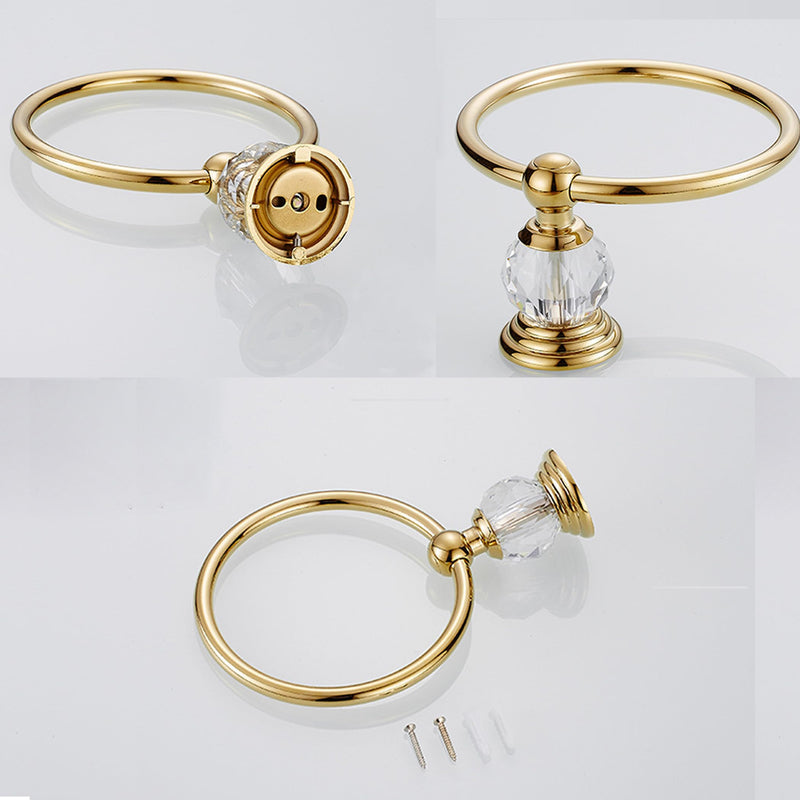 Crystal Towel Ring,Gold Hand Towel Holder Bathroom,Round Hand Towel Rack Wall Mounted Bling Bathroom Accessories Gold a