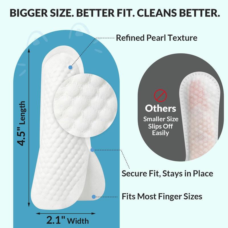 Dog Ear Finger Wipes for Dogs & Cats, Removes Ear Wax & Buildup, Better Than Ear Drops, Larger No-Slip Finger Fit for Better Control, Aloe Vera & Witch Hazel, Gentle for Sensitive Ears - 50 Count