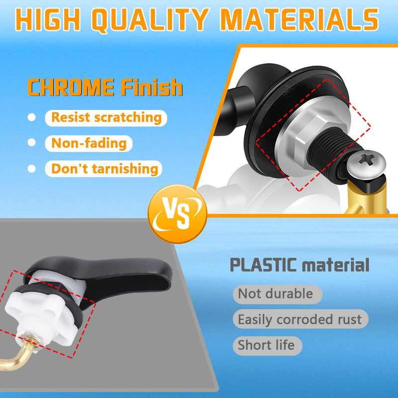 Universal Front Mount Toilet Handle, Toilet Trip Lever Handle Replacement with Stainless Steel Flapper Chain, Black Toilet Tank Flush Handle Lever for Most Toilets 1PC