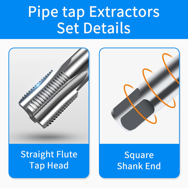 5-Piece NPT Pipe Tap Set, 1/8", 1/4", 3/8", 1/2", 3/4" ¾” NPT Tap Set Carbon Steel Hand Threading Plumbing Tap Set for Accurate Threads, Assorted Plumbers Mechanics DIY Thread cutting tools 5 pcs NPT Taps 1/8" 1/4" 3/8" 1/2" 3/4"