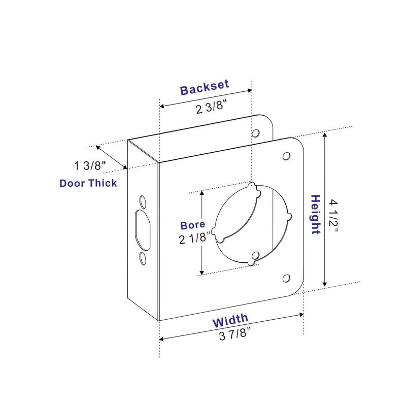 Door Guard Reinforcer 1-3/8-Inch Thick by 2-3/8-Inch Backset 2-1/8-Inch Bore with Bronze Color K9008-Iron Black
