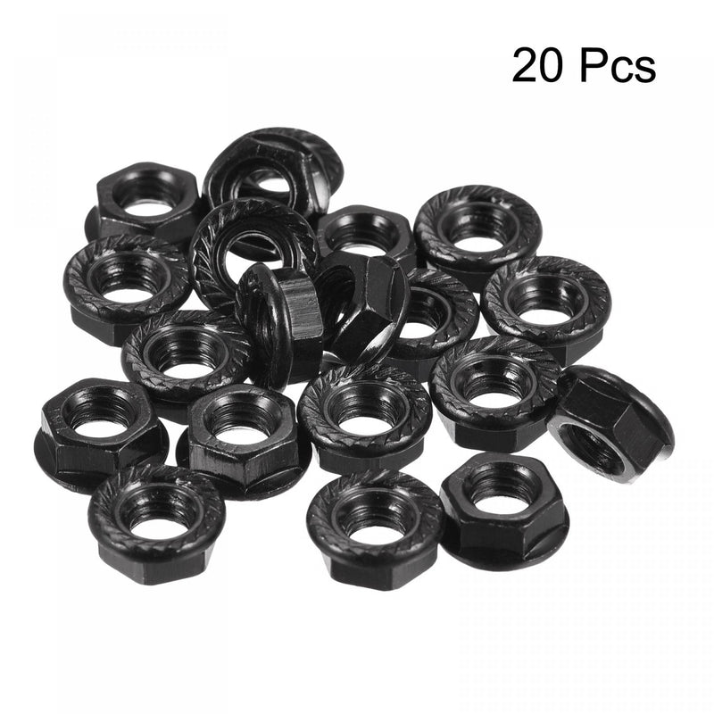 uxcell M6 Serrated Flange Hex Lock Nuts, Carbon Steel Black Oxide Finished 20pcs