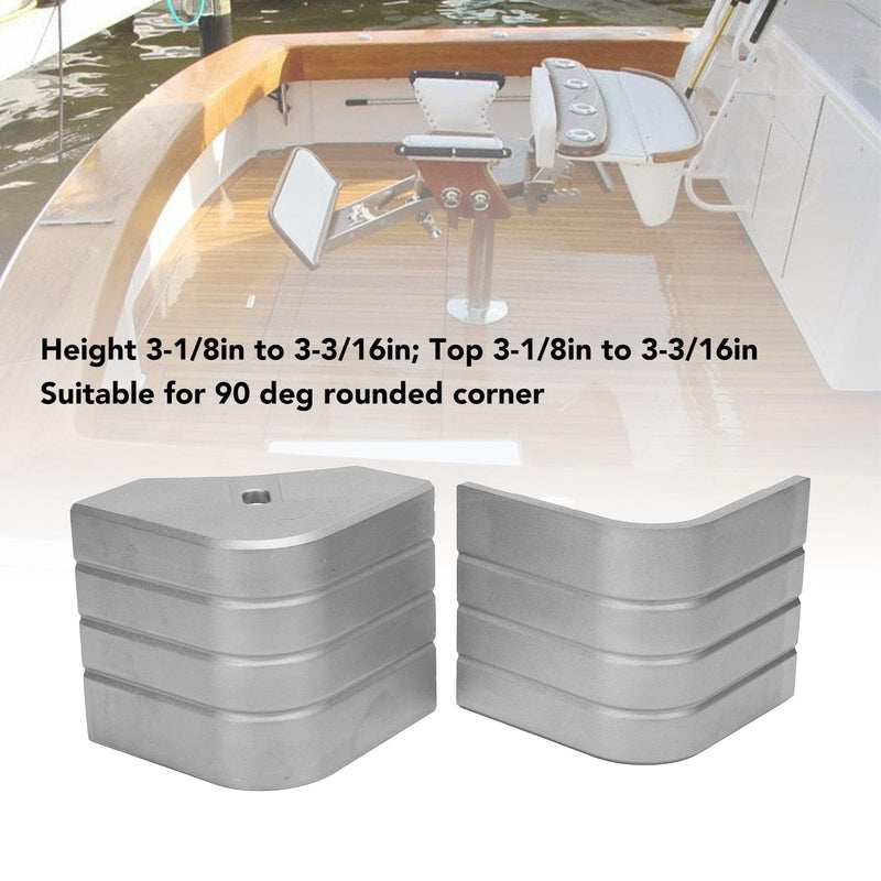 Yoidesu 2Pcs Pontoon Corner Cap, Aluminum Boat Deck Corner Cap for 90 Deg Rounded Corners, Height: 3-1/8in to 3-3/16in Top 3-1/8in to 3-3/16in