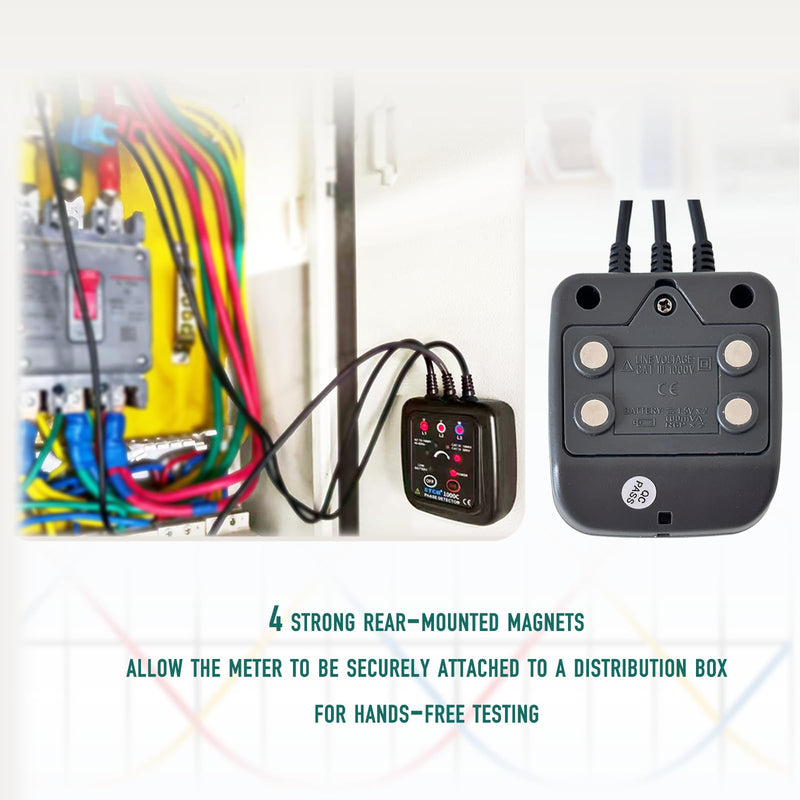 ETCR1000D Non-Contact Phase Sequence Tester Phase Rotation Meter | For insulated wires 0.4-1.6in (10-40mm) diameter, suitable for AC 70-1000V phase sequence testing