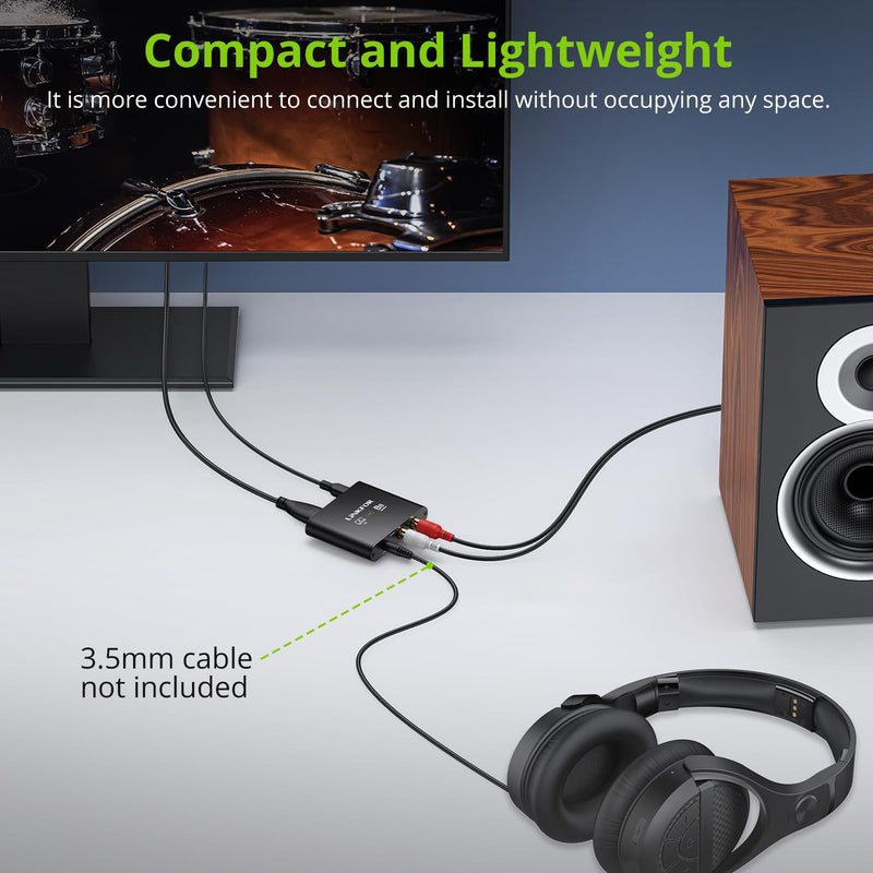 LiNKFOR 192KHz HDMI eARC/ARC Audio Extractor, HDMI to RCA & 3.5mm Converter, Supports Simultaneous Output & TV Remote Volume Control (CEC), for Smart TV to Amplifier, Active Speaker, Headphone