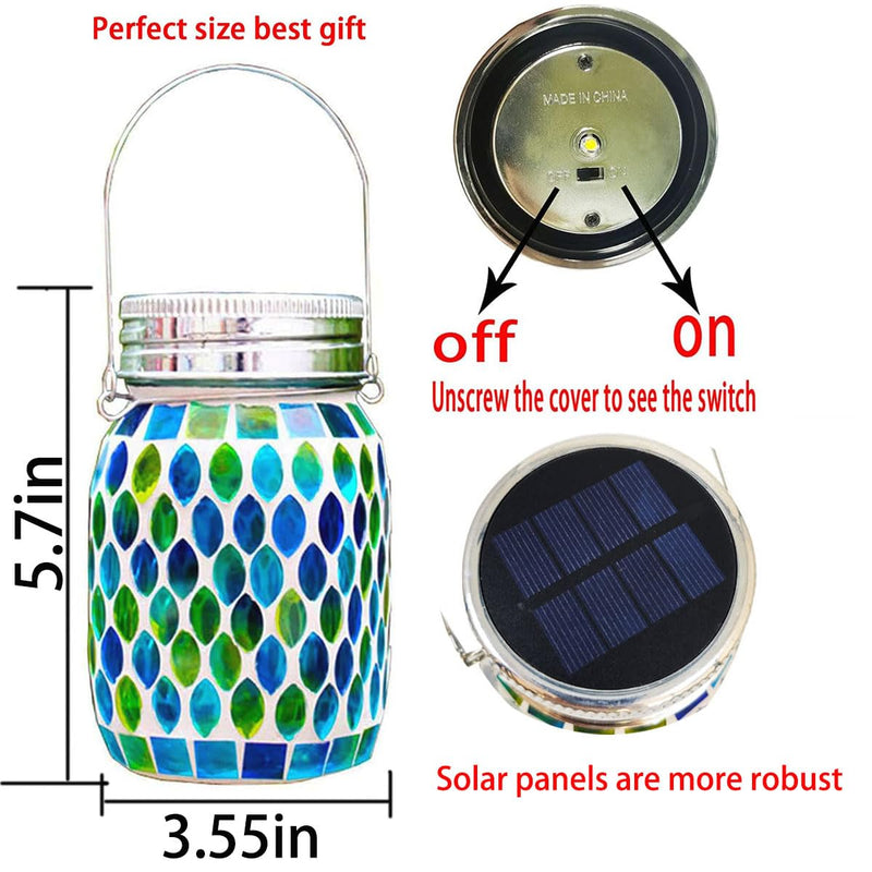 Mosaic Solar Lanterns Outdoor Hanging Lights, Garden Decor Christmas Gifts for Women Mom Grandma Halloween Decor Lights, Outdoor Waterproof Lights, Garden,Patio,Pathway & Yard Décor