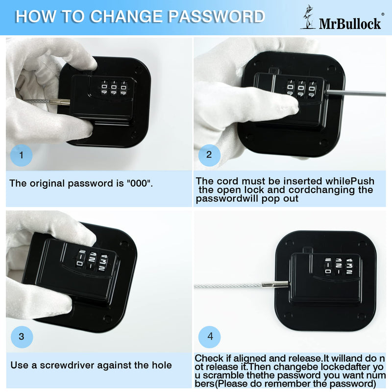 MrBullock Refrigerator Lock, 4 Pack, Combination Lock, Keyless, Childproof, Black