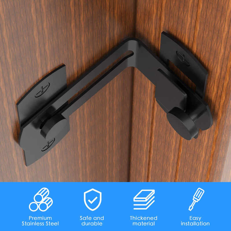 90 Degree Flip Barn Door Lock, Protect Privacy - Security Hook Gate Latch for Barn, Garden, Bathroom, Outdoor, Garage, Window, Sliding Door, Black 1 black