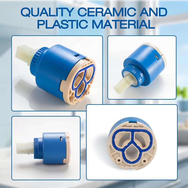35mm Ceramic Faucet Cartridge Replacement for Single Handle Kitchen Basin Shower Faucet Part, Ceramic Faucet Valve, Hot and Cold Water Control, Universal Fit 35MM