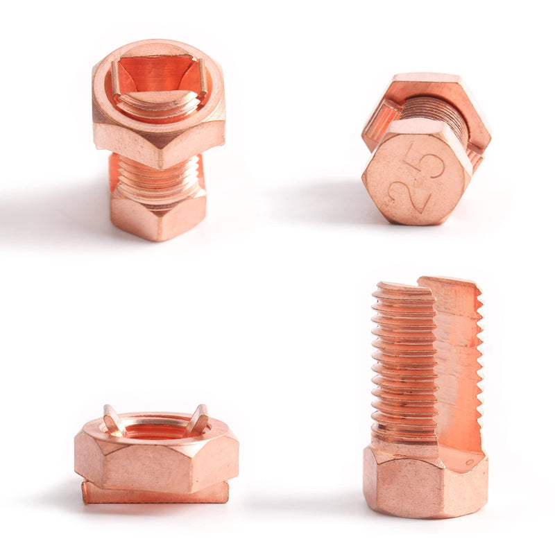 4PCS Split Bolt Connector Copper Grounding Clamps for Completing Ground Bonding to Bare Wires TJ-25