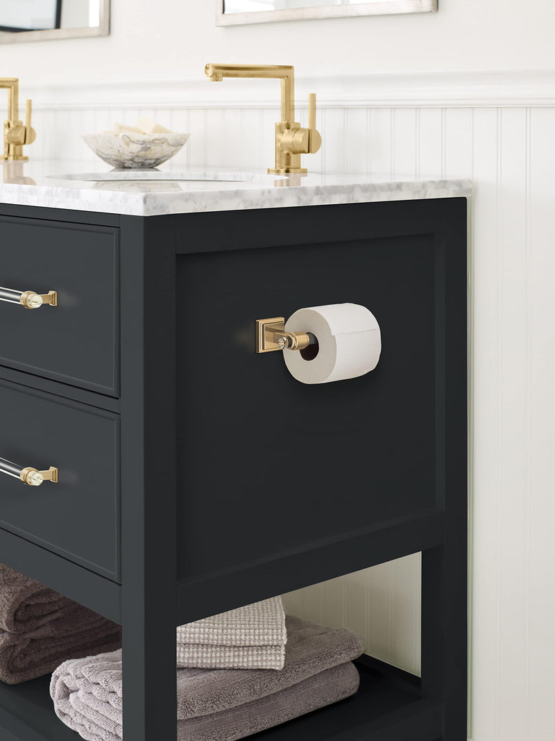 Amerock BH36061CCZ | Clear/Champagne Bronze Single Post Toilet Paper Holder | 7-1/16 inch (179 mm) Length Toilet Tissue Holder | Glacio | Bath Tissue Holder | Bathroom Hardware | Bath Accessories