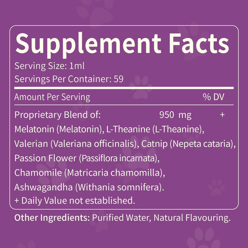 Cat Melatonin Natural Calming Drops, Support Falling Asleep & Healthy Sleep, Herbal Extract Relaxation Supplement with L-Theanine, Valerian, Catnip, Passion Flower and Chamomile. 2 oz
