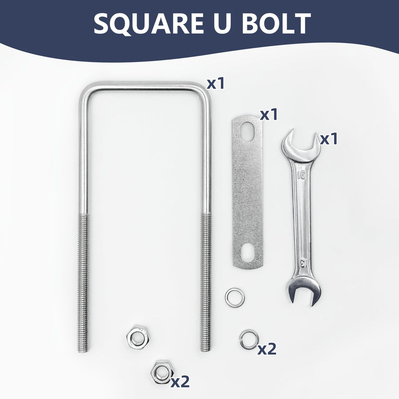 1 Sets M10 Square U-Bolts,u-Bolts 3 inch Wide,304 Stainless Steel Square u-Bolts,with Nuts,Bolt Plate and washers M10 x 80mm x 200mm 1