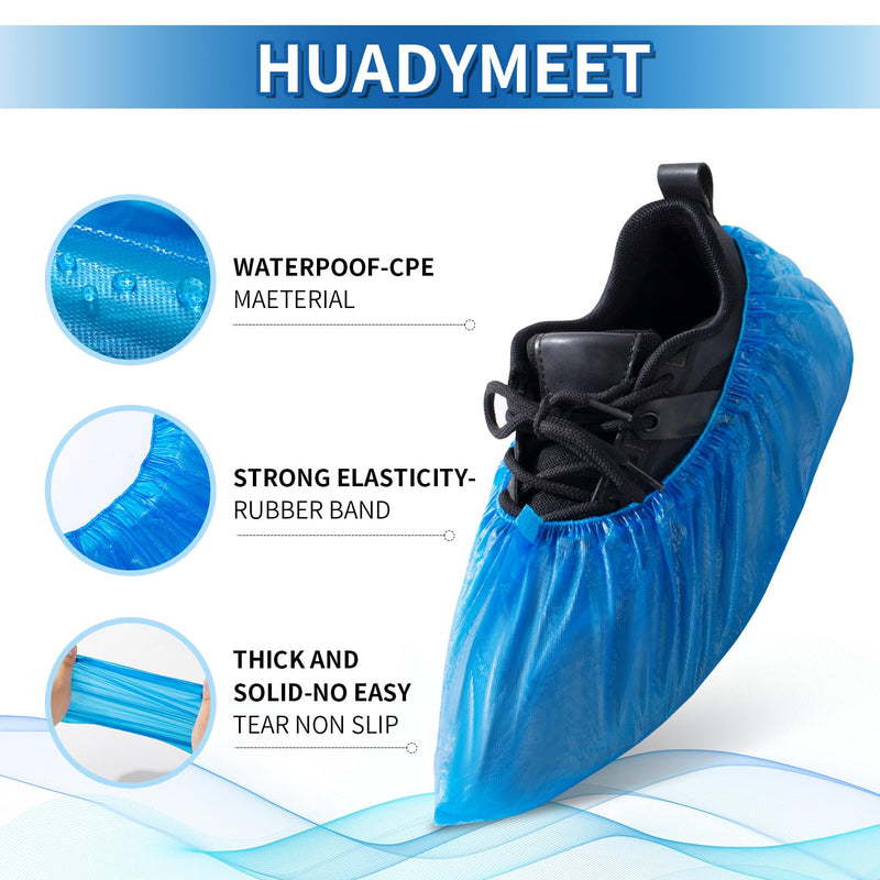 HUADYMEET Shoe Covers Disposable Non Slip For Indoors 100Pack(50 Pairs) Waterproof Shoes Protector Cover Durable Boot Booties Covers Fits up to size 11 US Men and 13 US Women,Large,Blue Blue