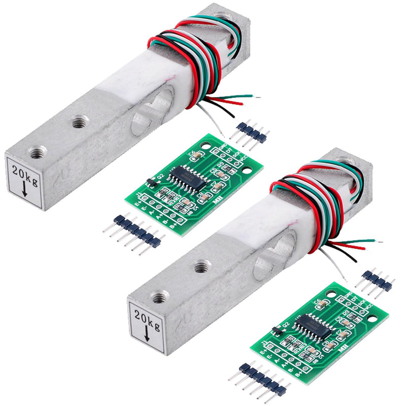 2sets 20kg Load Cell kit loadcell Weight Sensor with HX711 Load Cell Amplifier Weighing Sensor Module for DIY Kitchen Scale 2sets (20kg + HX711)