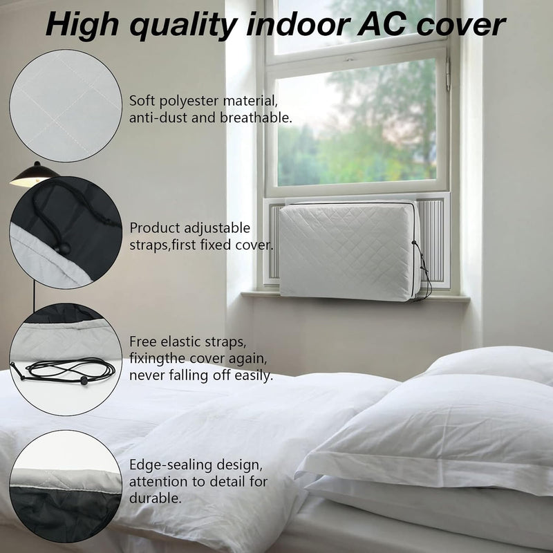 Indoor Air Conditioner Cover, Window AC Cover for Inside, 28"Lx20"Hx3.5"D Grey 28"×20"×3.5"