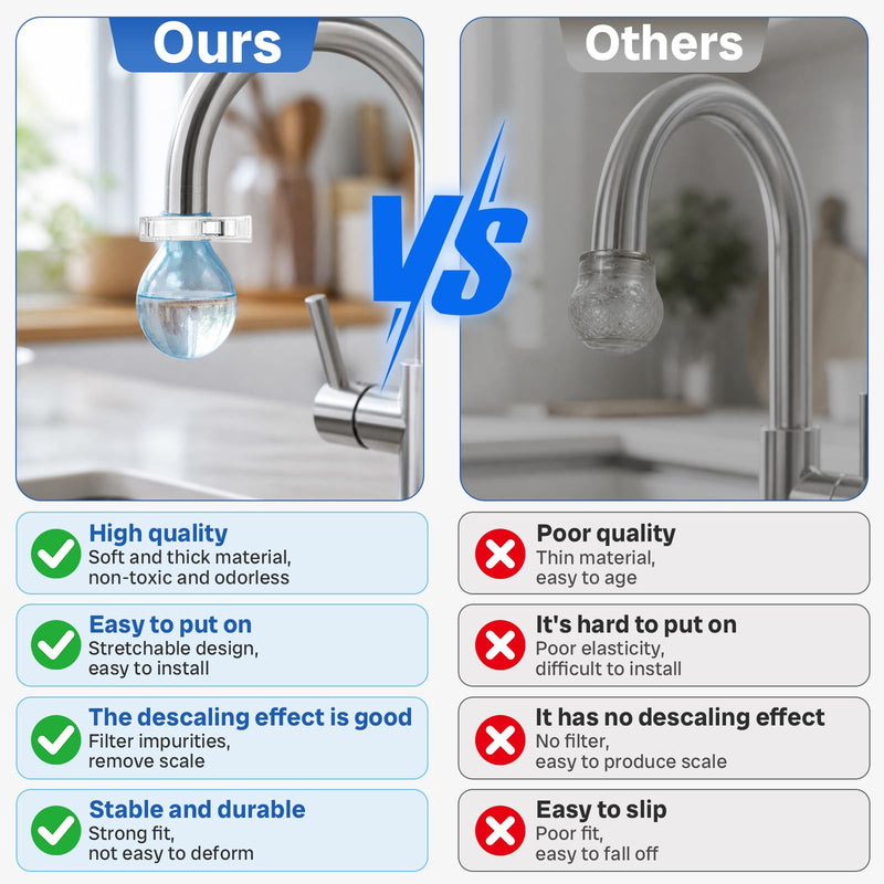 9Pcs Faucet Descaling Gadget for Limescale Removal - Reusable Silicone Cover Gadget Tap Faucet Cleaner with Clip and Disposable Gloves Fits for Most Kitchen & Bathroom (0.79-2.5IN)