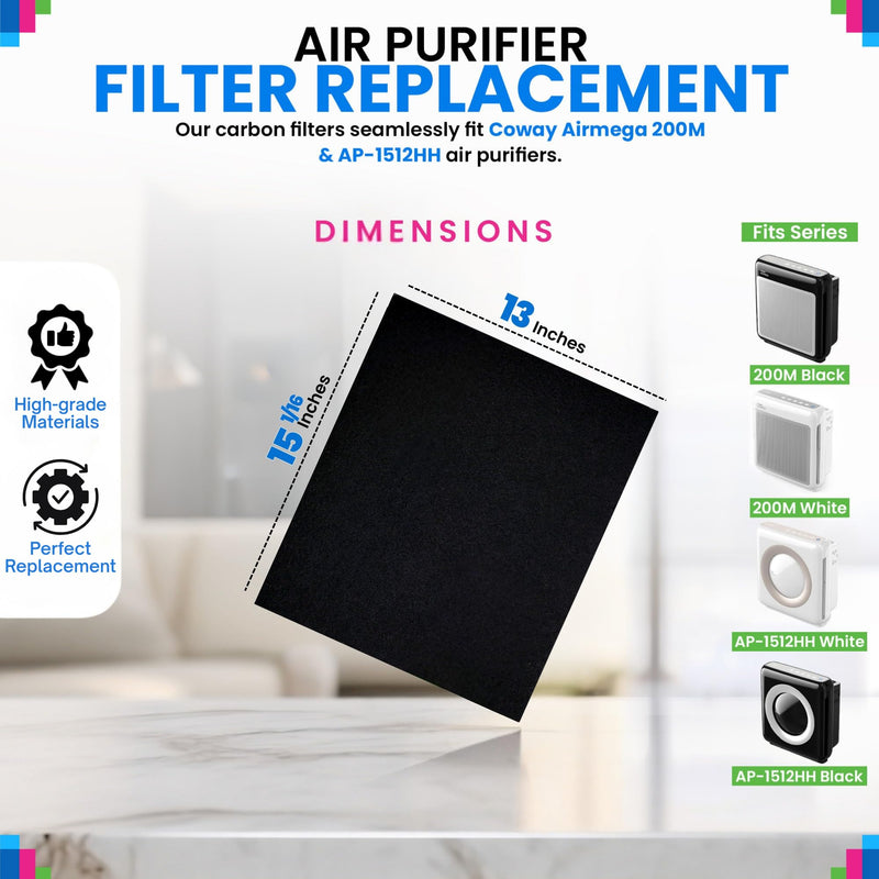 Bagean Airmega AP-1512HH Carbon Pre-Filter - Compatible Coway Air Purifier (3-Pack)