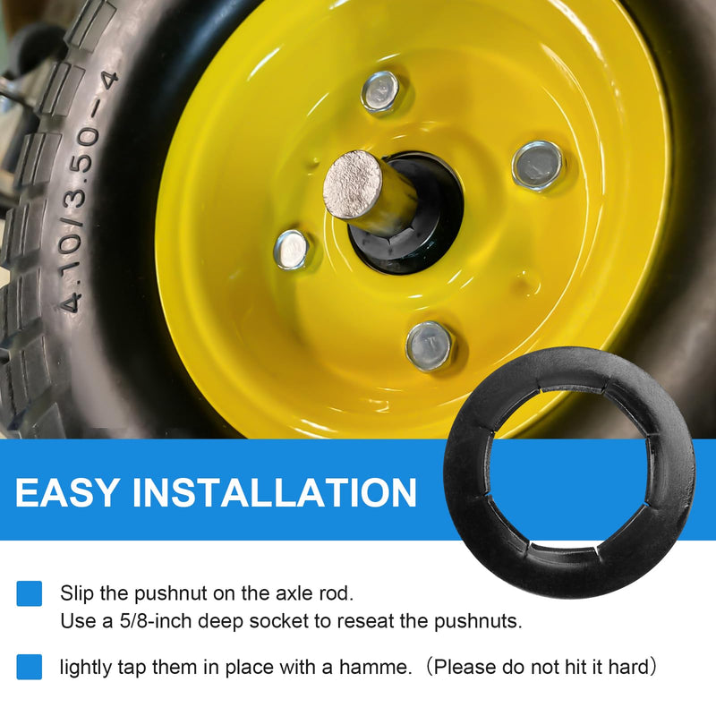 16 Pcs Dolly Wheel Lock Washers Replacement for Hard-to-Find Spring Steel Push-On Pushnuts - Locking Washers Axel Parts fits 5/8" Dolly Axle Rods with Oiled Phosphate Finish