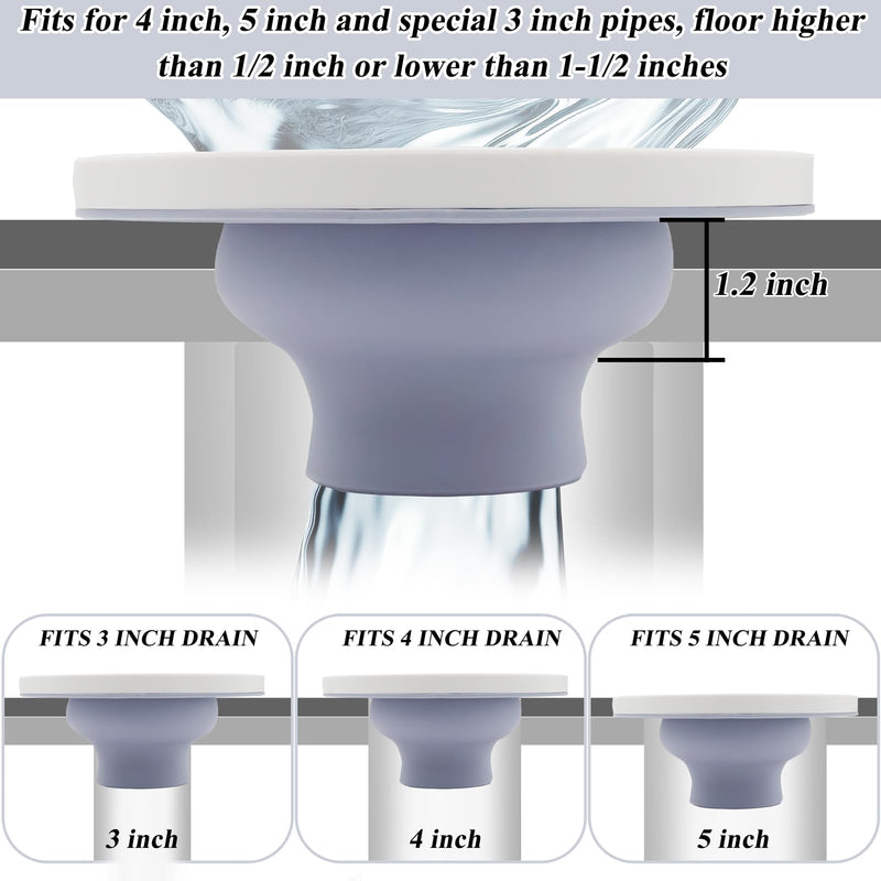 Toilet Flange Repair Kit Fits for 4 Inch 5 Inch or Special 3 Inch Drain Pipe, Universal Toilet Flange for Toilet Repair and Installation, Perfect Seal No More Leaks (Gray)