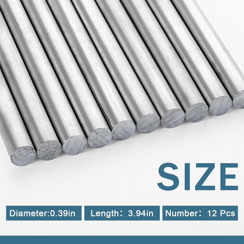 Yaocom 12 Pcs Zinc Rod Zinc Metal Anode 99.995% High Purity 3.94 x 0.39 Inch Anti Corrosion Good Conductivity Smooth Surface for Scientific Experiment Research, Silver