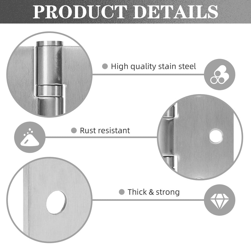 6Pcs Stainless Steel Silver Door Hinges, 4 x 4 Inch Door Hinge with Ball Bearing, Heavy Duty Door Hardware, Door Hinges with Square Corners 6 Pack