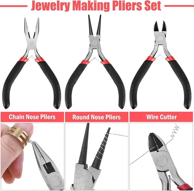 Mluchee Jewelry Making Supplies Tools - Including 3 Jewelry Pliers, 6 Wire Wrapping Kit, 16 Jewelry Tools, 845 Jewelry Findings with Storage Bag for Repair, DIY Crystal and Beading