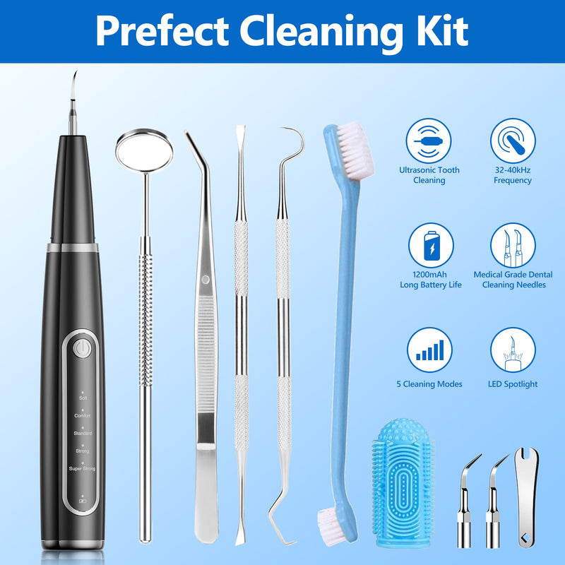 Dog Plaque Remover for Teeth,Pet Ultrasonic Tooth Cleaner,Teeth Cleaning Kit -Tartar Remover for Teeth Stains for Dogs and Cats (Black) Black - PawsPlanet Australia