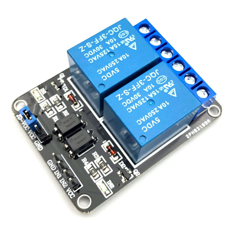 FainWan 2pcs 2 Channel Relay Module with Optocoupler 5V Active Low Level Amplifier Trigger JD-VCC Relay Power VCC Power