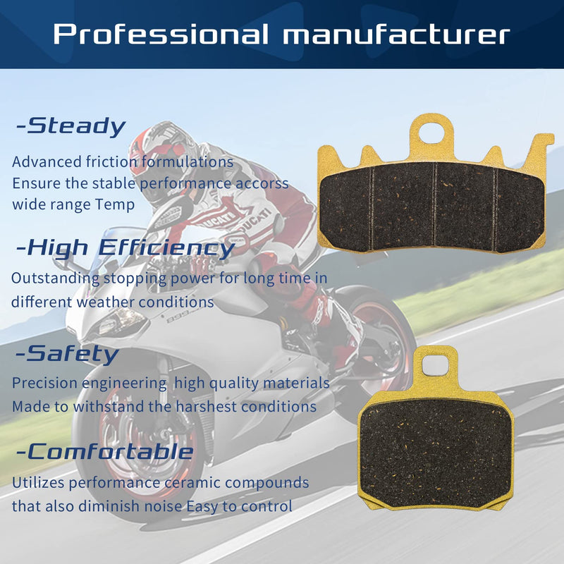 Sunluway Brake Pads for Ducati Panigale V2 / V2 Bomber 2019-2021/ Ducati Hypermotard 821 / SP 821 2013-2016 / Ducati Panigale 899 2014-2015 Front and Rear Replacement Ceramic Disc Brake Pads (3 Sets）
