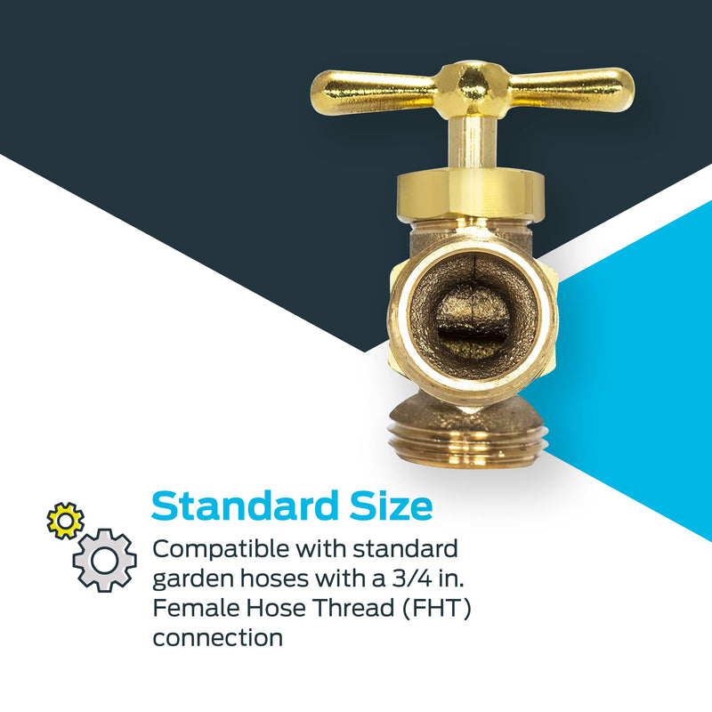 EZ-FLO Irrigation Hose Bibb, 3/4 Inch MIP Connection, 3/4 Inch MHT Connection, Brass Plumbing Fitting, 20183 3/4 in.