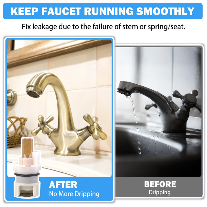 RP25513 Faucet Stem Assembly Compatible with Delta Two Handle Faucet Repair Kit with RP4993 Rubber Seat and Spring, Replacement Stems Cartridges for Delta Bathtub Shower Sink Bathroom Faucet, 2-PACK RP25513 Cartridge