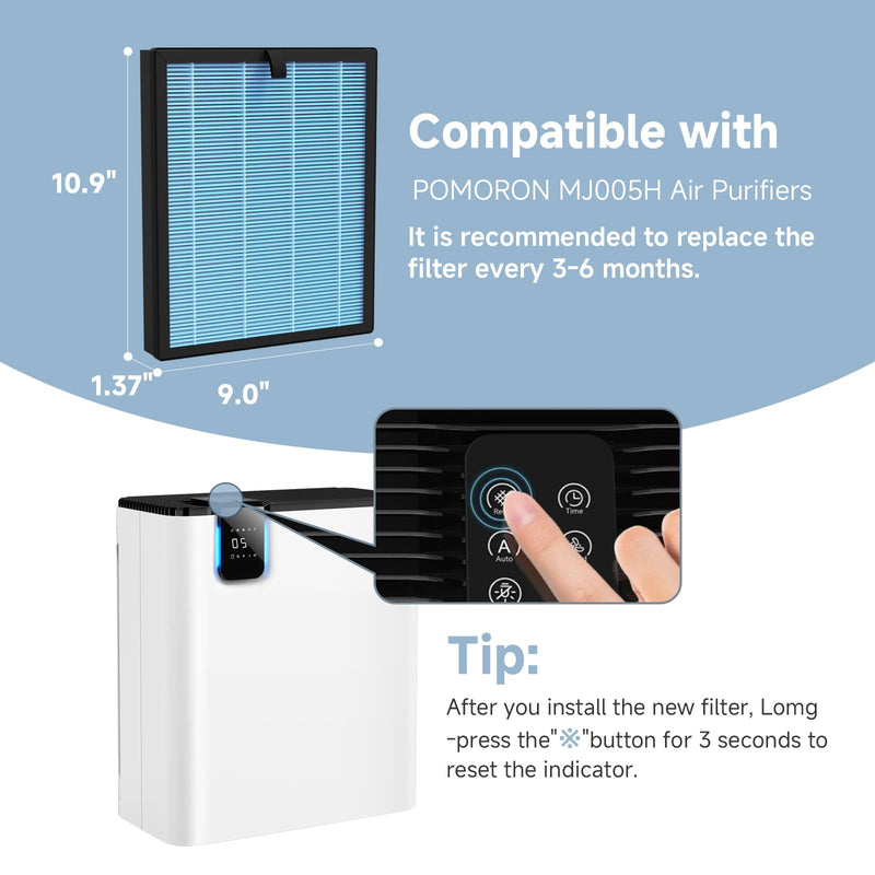 SAKEGDY MJ005H Replacement Filter for POMORON MJ005H Air Purifier 4 packs
