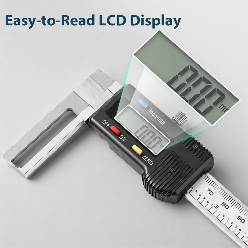 Internal Groove Digital Caliper 150mm/ 6" | High-Precision Outer Groove Measuring Tool, LCD Display Stainless Steel Body, Storage Case, Smooth Sliding Track Sliver Internal Groove / 6"