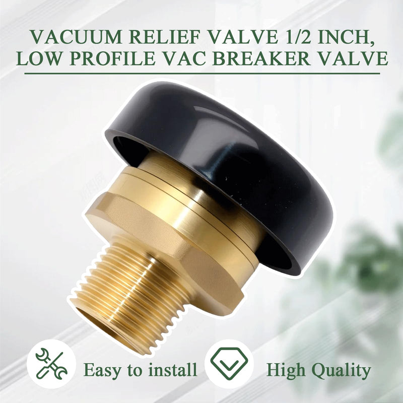 Vacuum Relief Valve 1/2 Inch, Low Profile Vac Breaker Valve Compatible with Water and Heater Tanks Replace for LFN36-M1