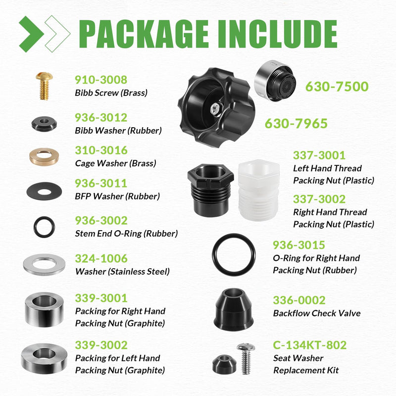 630-8500 Wall Hydrant Complete Service Kit - fit for Prier Mansfield Style 300/400/500 Wall Hydrants - for Diamond 300/400 Series Wall Hydrants - Superior for Outdoor Faucet Maintenance