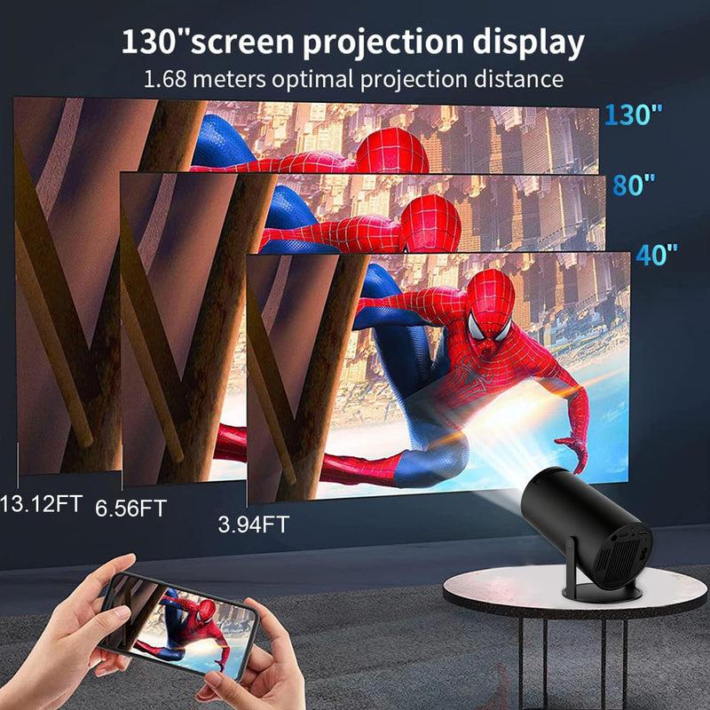 Smart Projector, Mini Projector 4K with WiFi and Bluetooth, Portable Projector with WiFi 6 & 5G, 180° Rotation, Auto Keystone, 35"-130" Display, Home Theater Video Projector